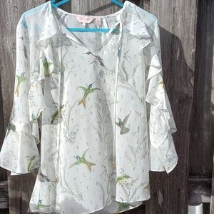 Ted Baker London tie front print top sz 1